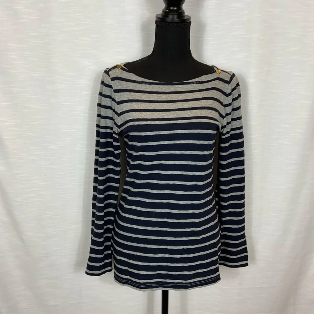 🏷 3/$20 🏷 J Crew - Painter Tee Navy/Grey strip